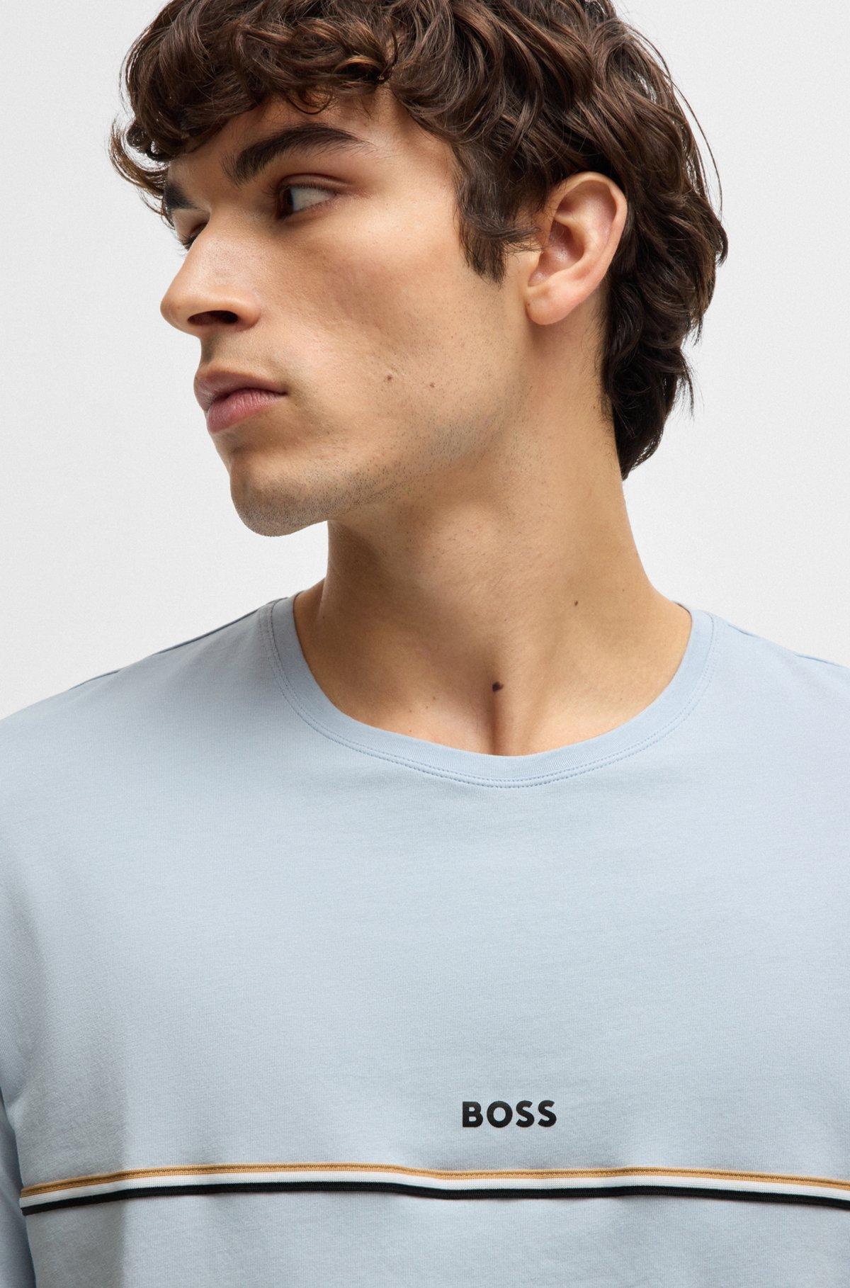 Stretch-cotton pajama T-shirt with logo print Product Image