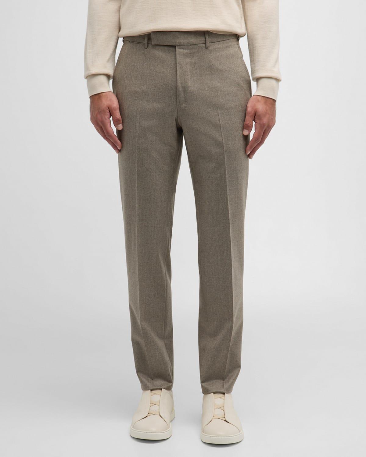 Mens Pure Wool Flat-Front Pants Product Image