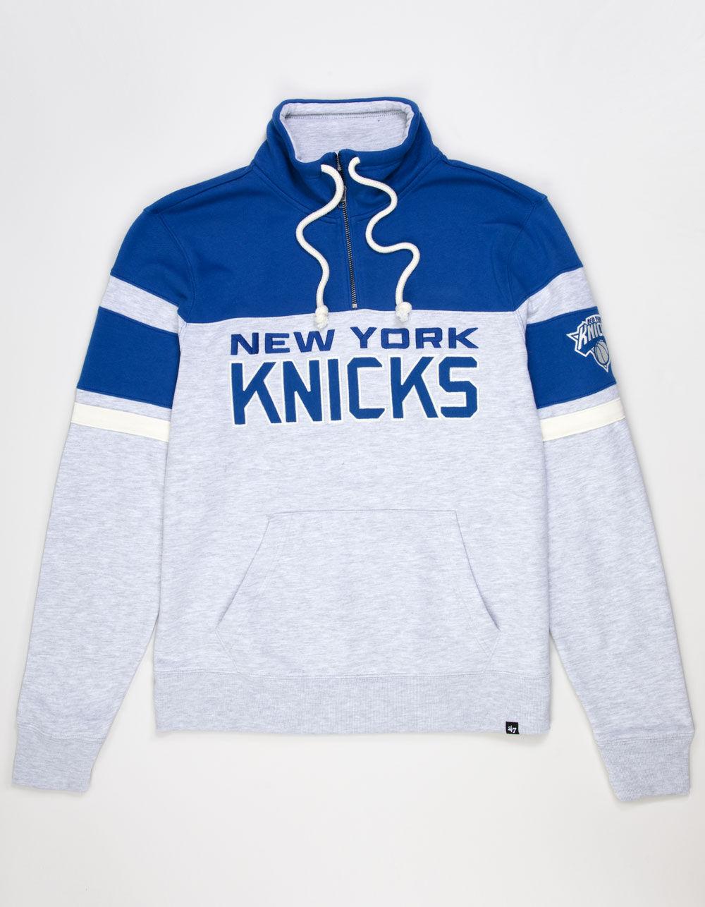 47 BRAND New York Knicks Mens Quarter Zip Sweatshirt  - BLUE Product Image