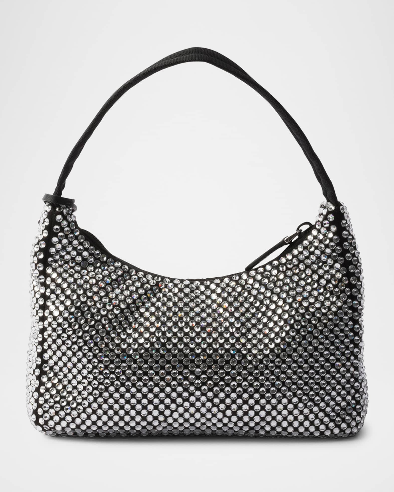 Re-Edition Crystal-Studded Satin Mini Hobo Bag Product Image