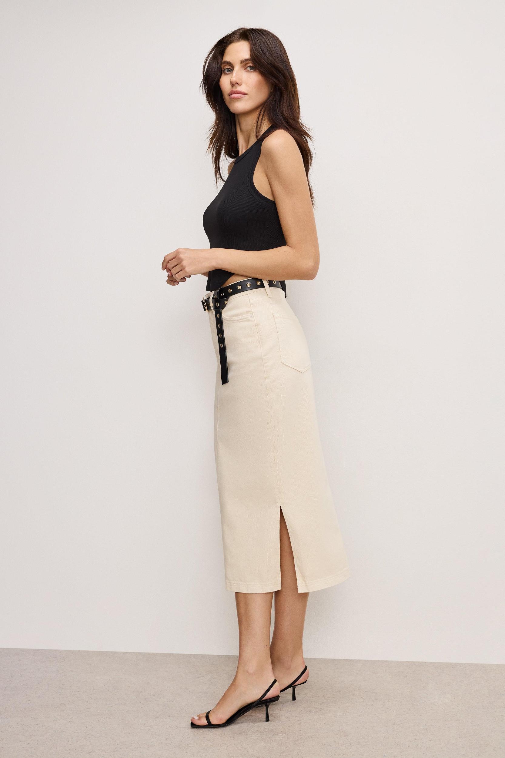 DENIM MIDI SKIRT | ECRU003 Product Image