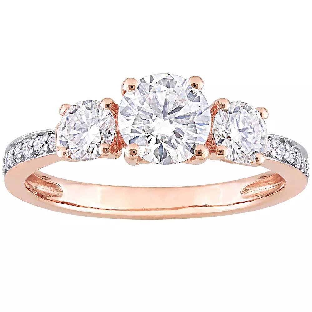 Stella Grace 10k Rose Gold Lab-Created Moissanite 3-Stone Engagement Ring, Women's, Size: 5 Product Image