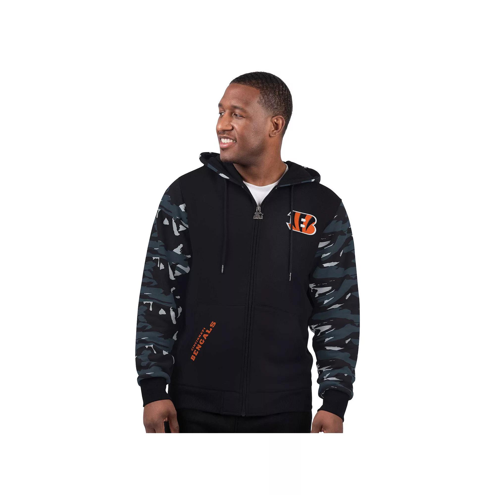 Men's Starter Black Cincinnati Bengals Thursday Night Gridiron Full-Zip Hoodie,  Product Image