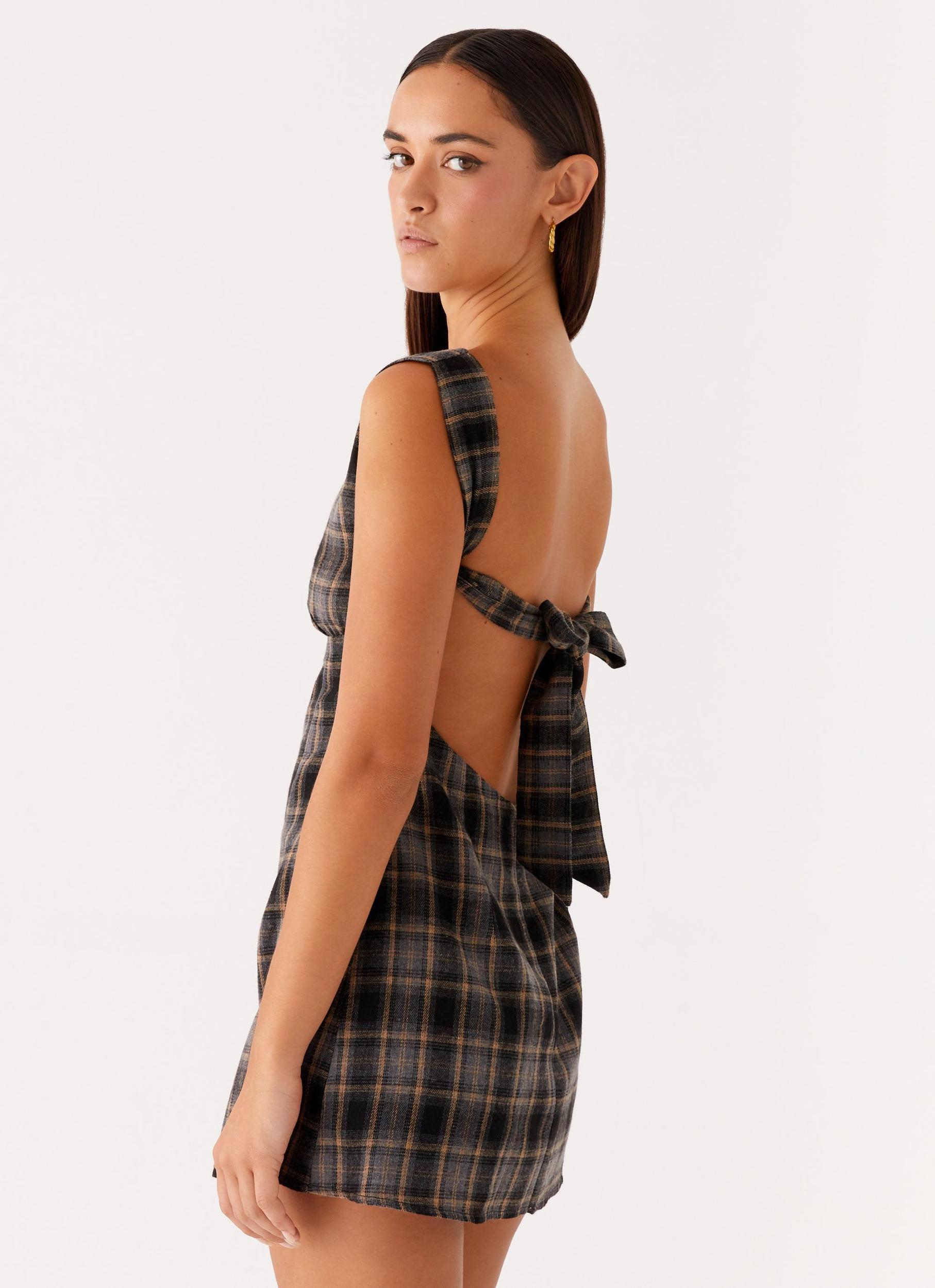 Vella Mini Dress - Brown Check Product Image