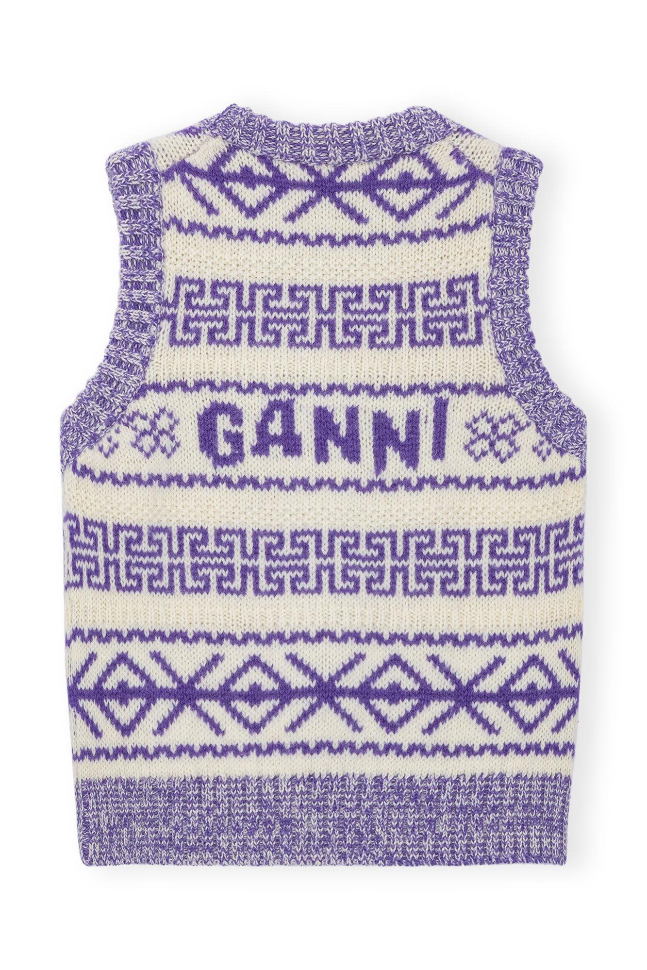 Purple Lambswool O-neck Vest Product Image