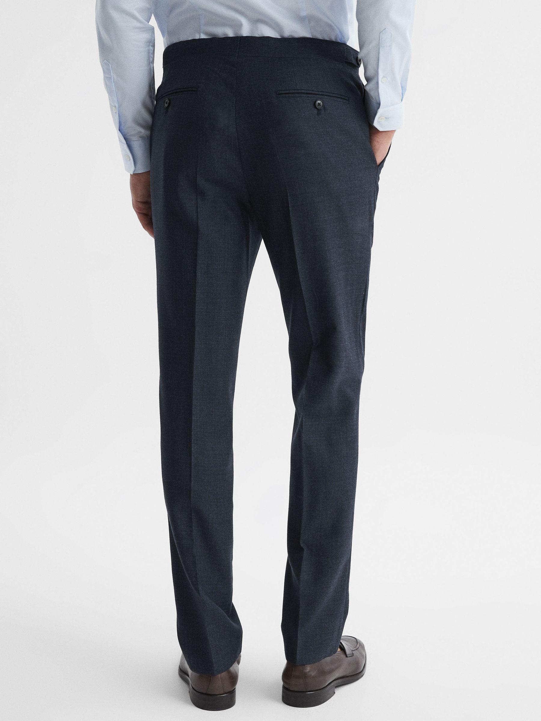 Textured Slim Fit Trousers in Navy Product Image