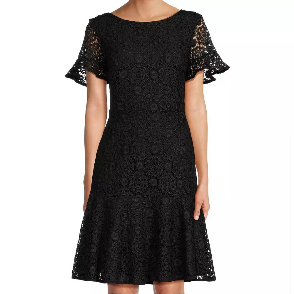 Women's Focus By Shani Lace Dress with Flounce Hem,  Product Image