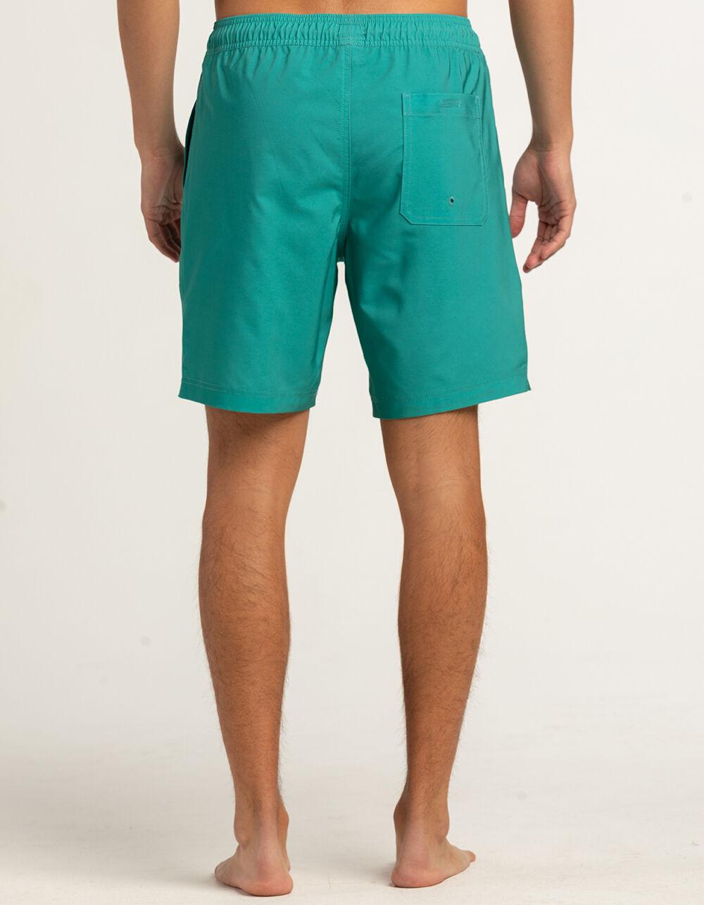 BLUE CROWN Beachy Hibiscus Color Changing Mens 7" Swim Shorts - TEAL GREEN Product Image