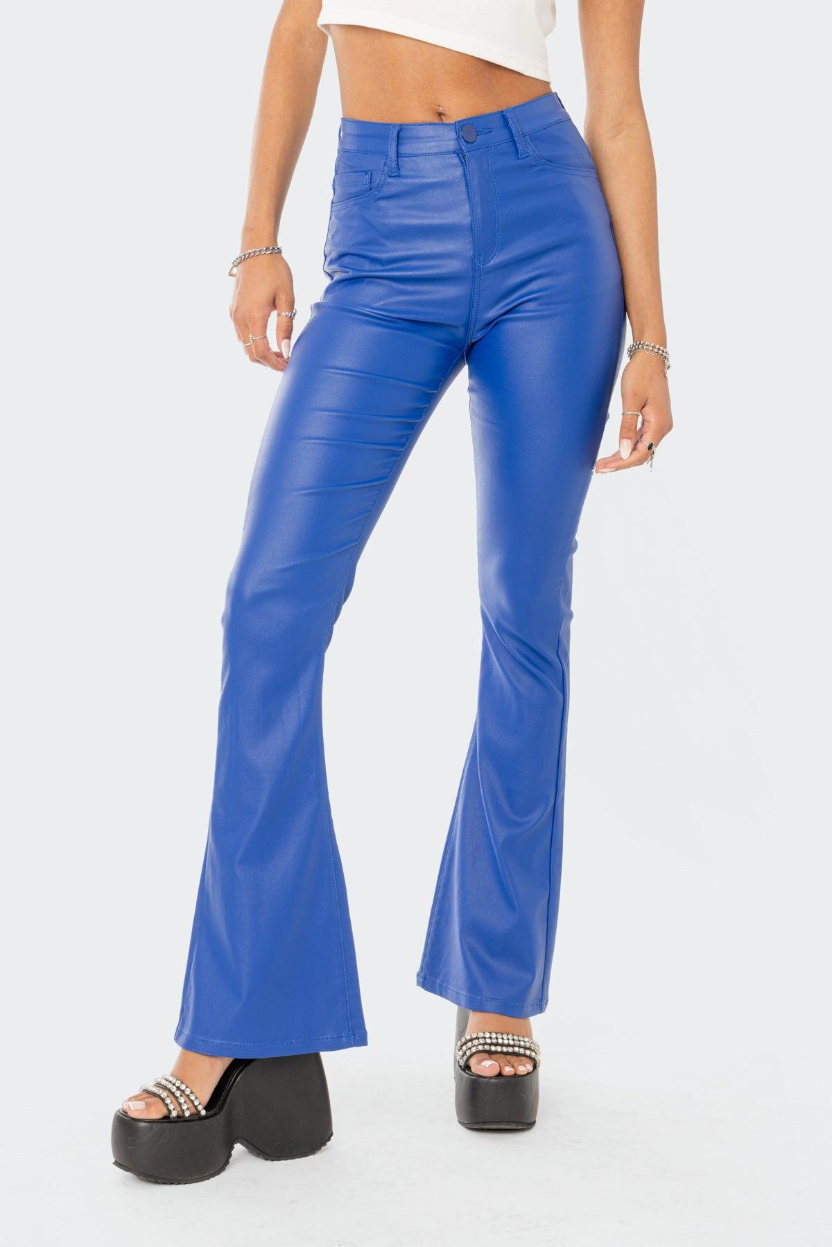 Luna Faux Leather Flare Jeans Product Image