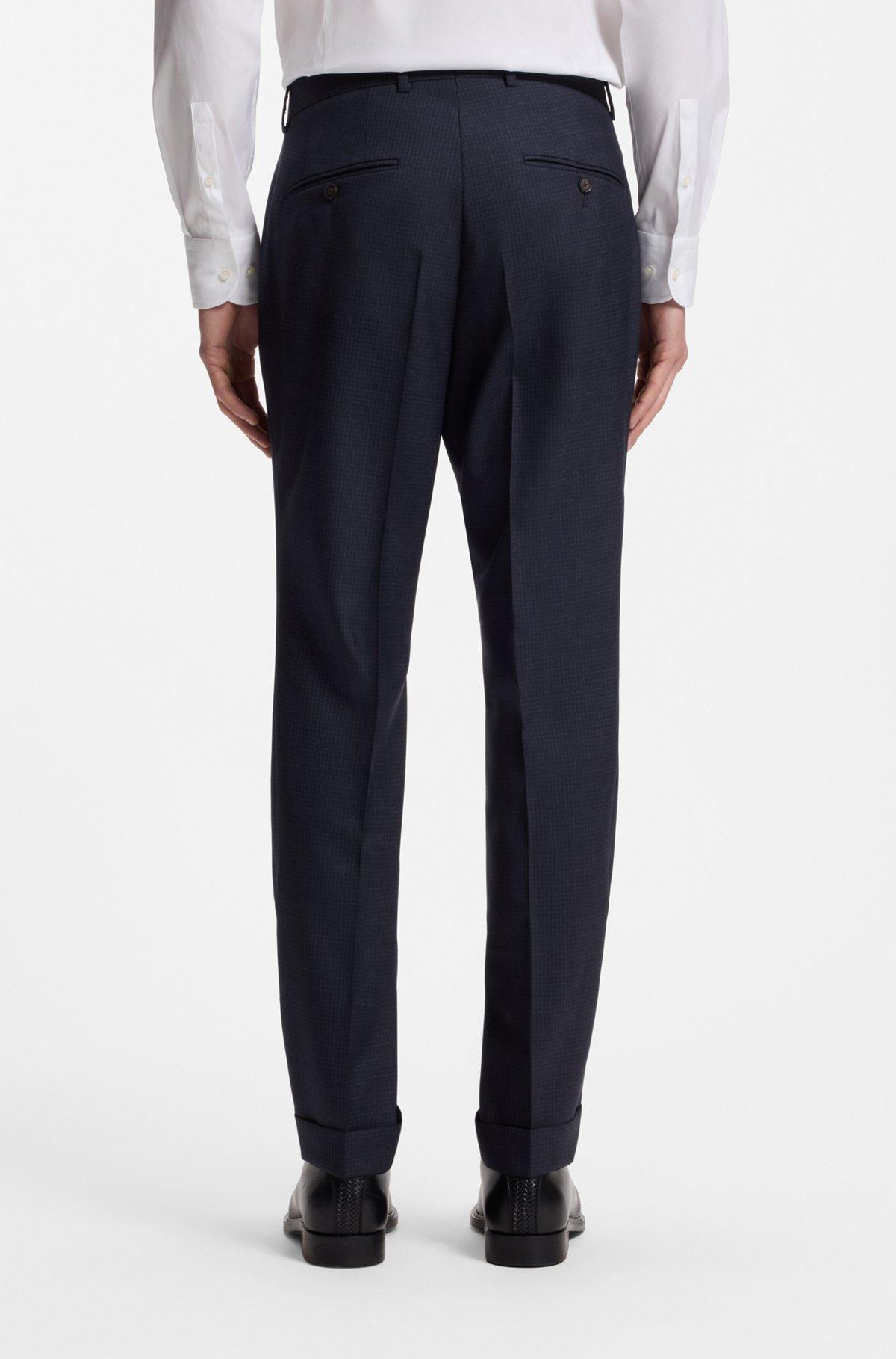 Two-piece slim-fit suit in checked virgin wool Product Image