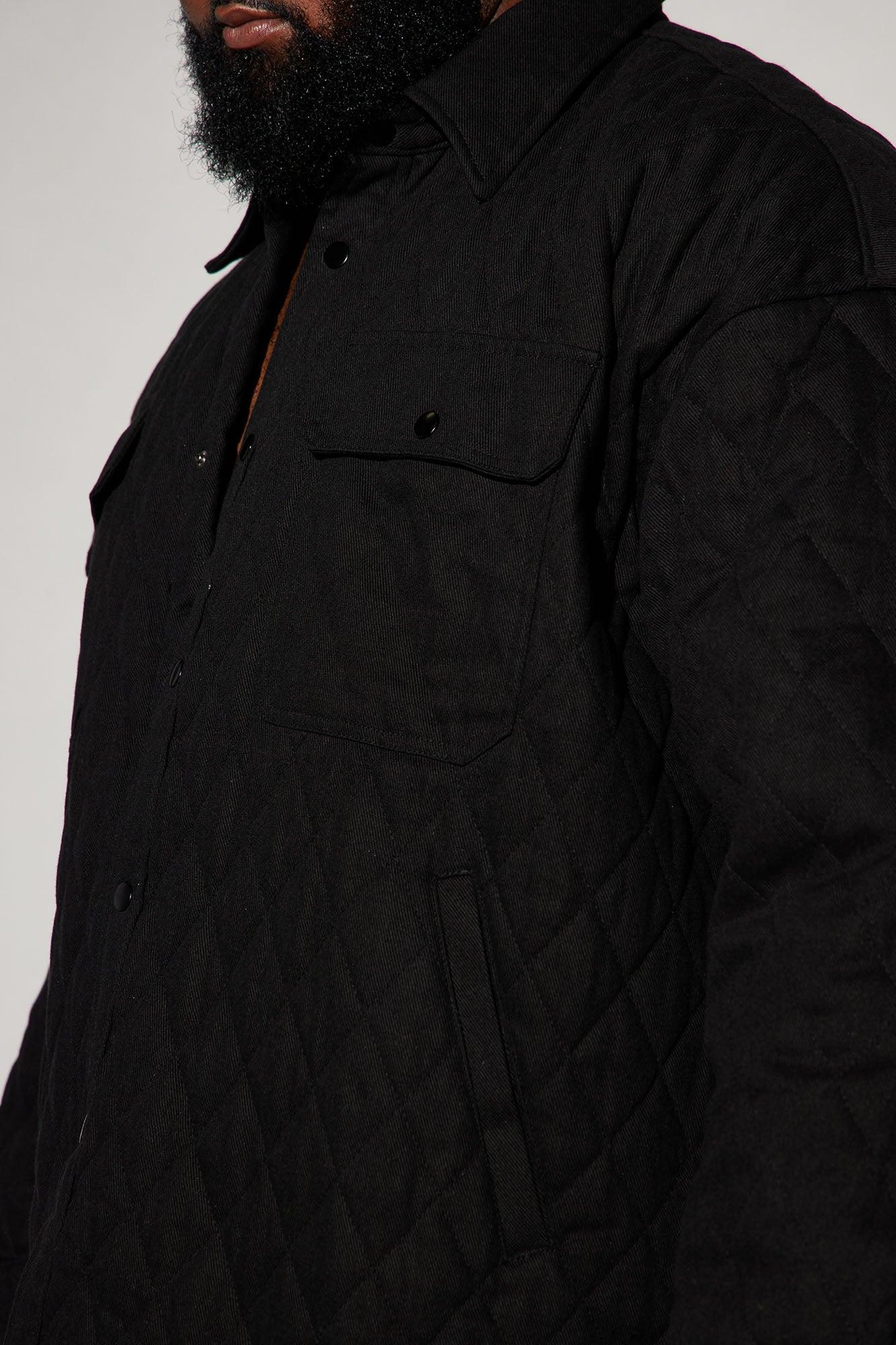 Monroe Twill Quilted Shacket - Black Product Image