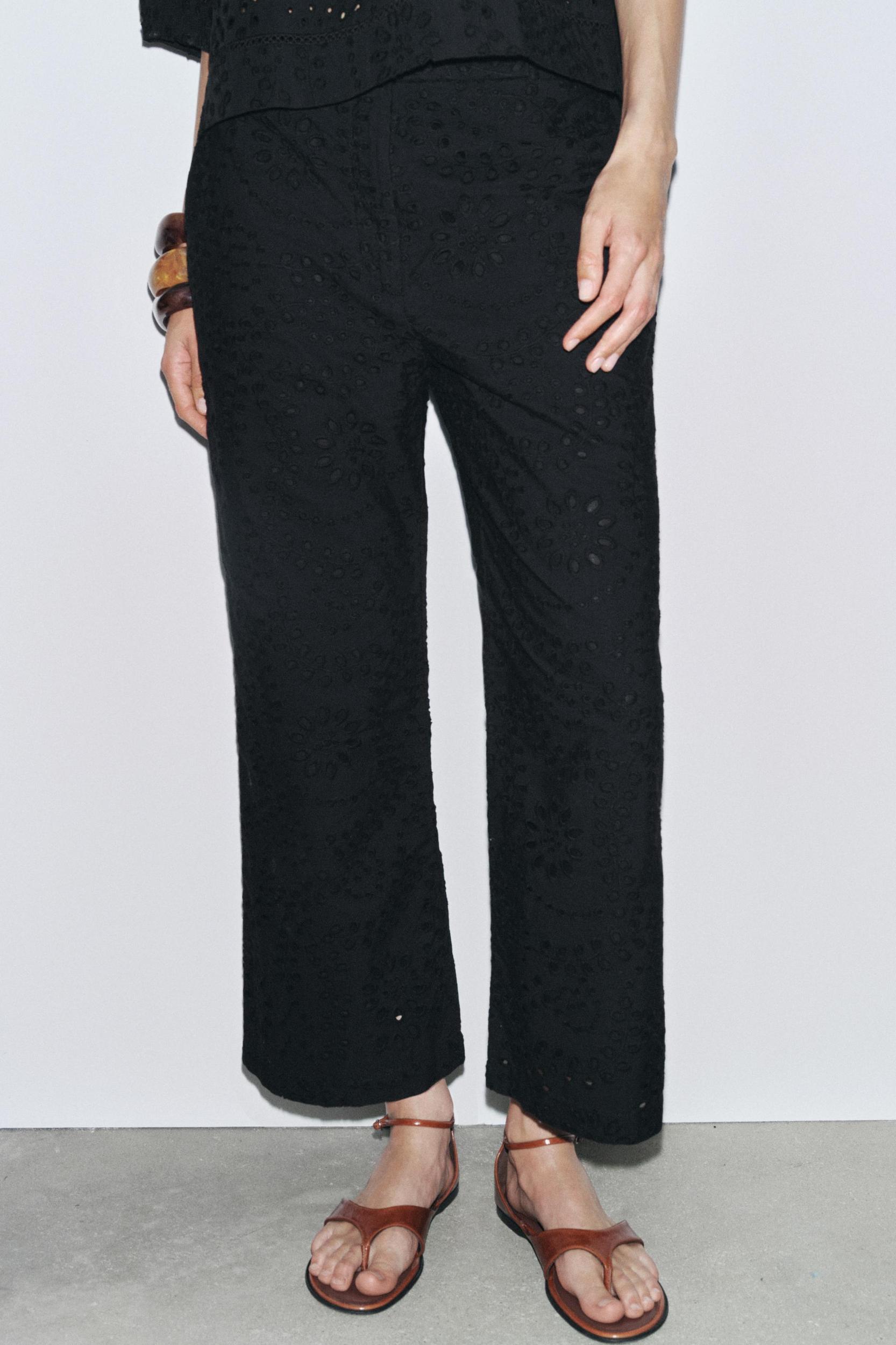 ZW COLLECTION PANTS WITH PERFORATED EMBROIDERY Product Image