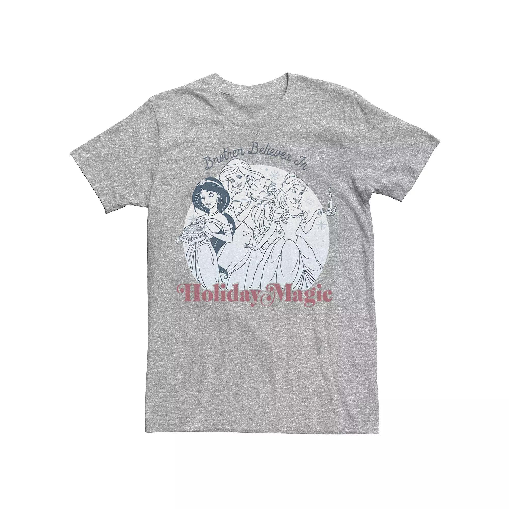 Men's Disney Princesses Brother Believes In Magic Tee, Size: Small, Athletic Grey Product Image