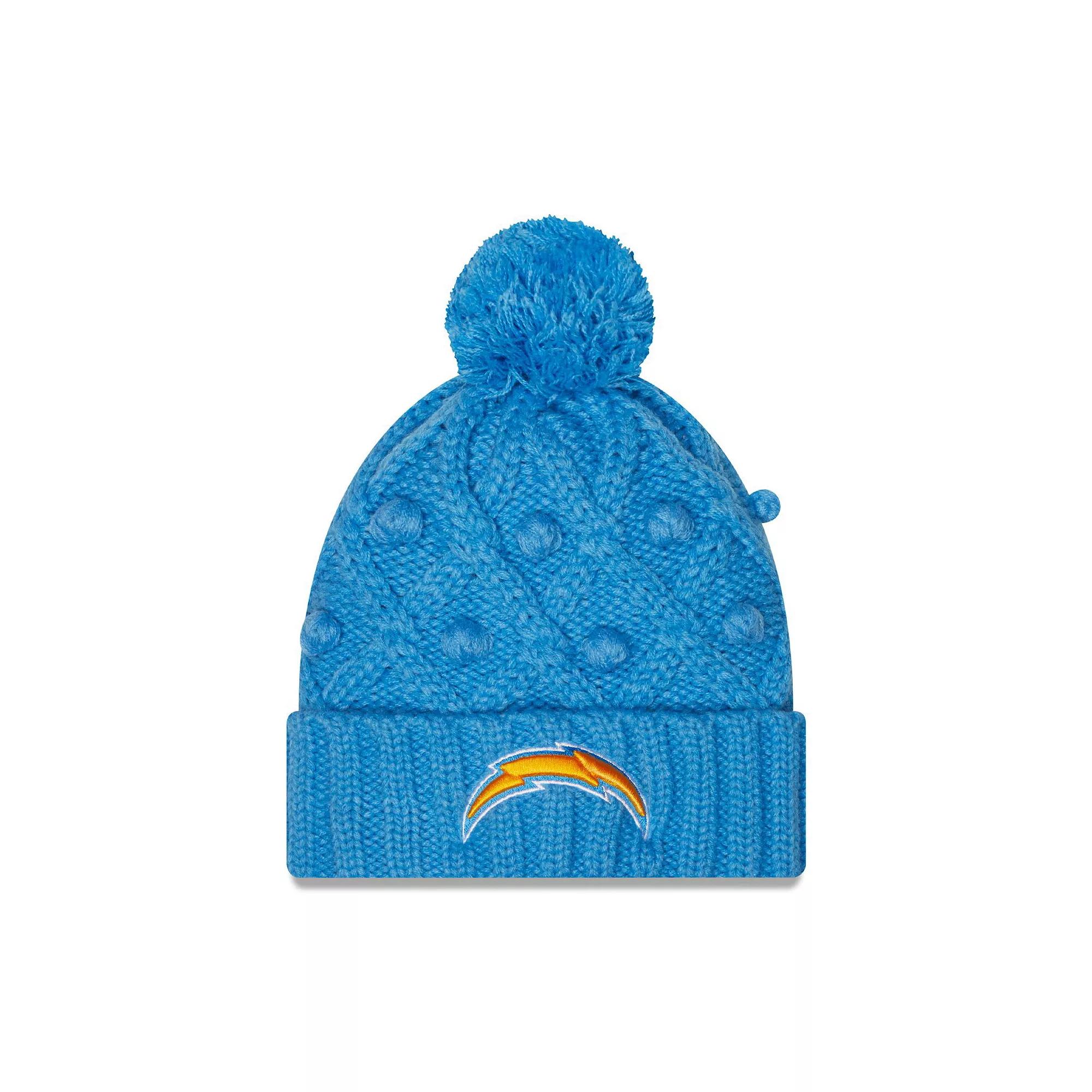 Women's New Era Powder Blue Los Angeles Chargers Toasty Cuffed Knit Hat with Pom, Light Product Image
