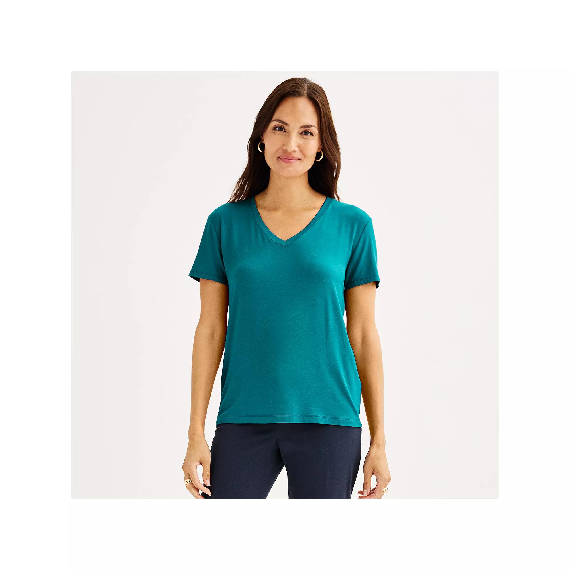 Women's Nine West Essential V-Neck T-Shirt, Size: Small, Moroccan Blue Product Image