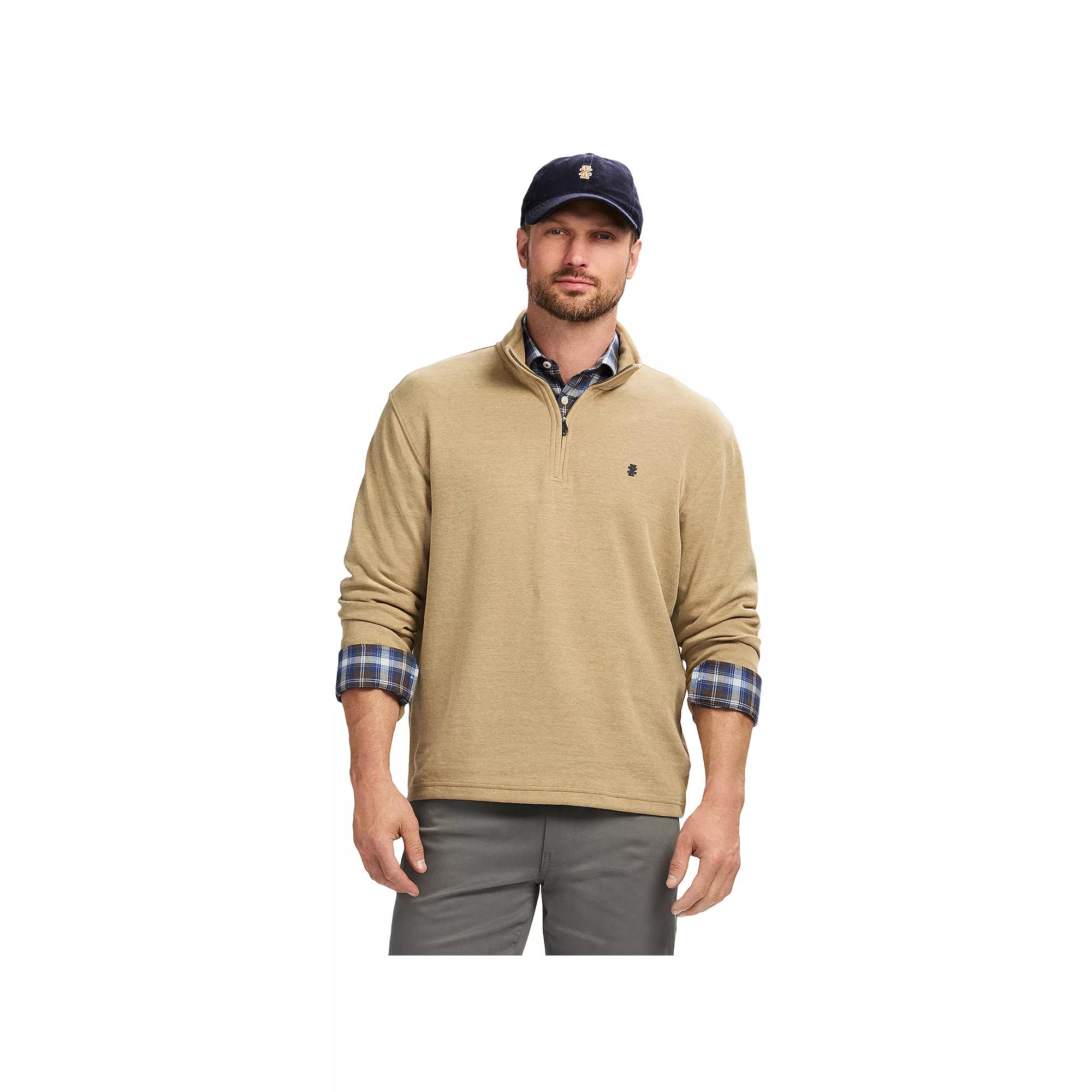 Men's IZOD 1/4-Zip Long Sleeve Sweatshirt, Size: Large, Camel Grey Product Image