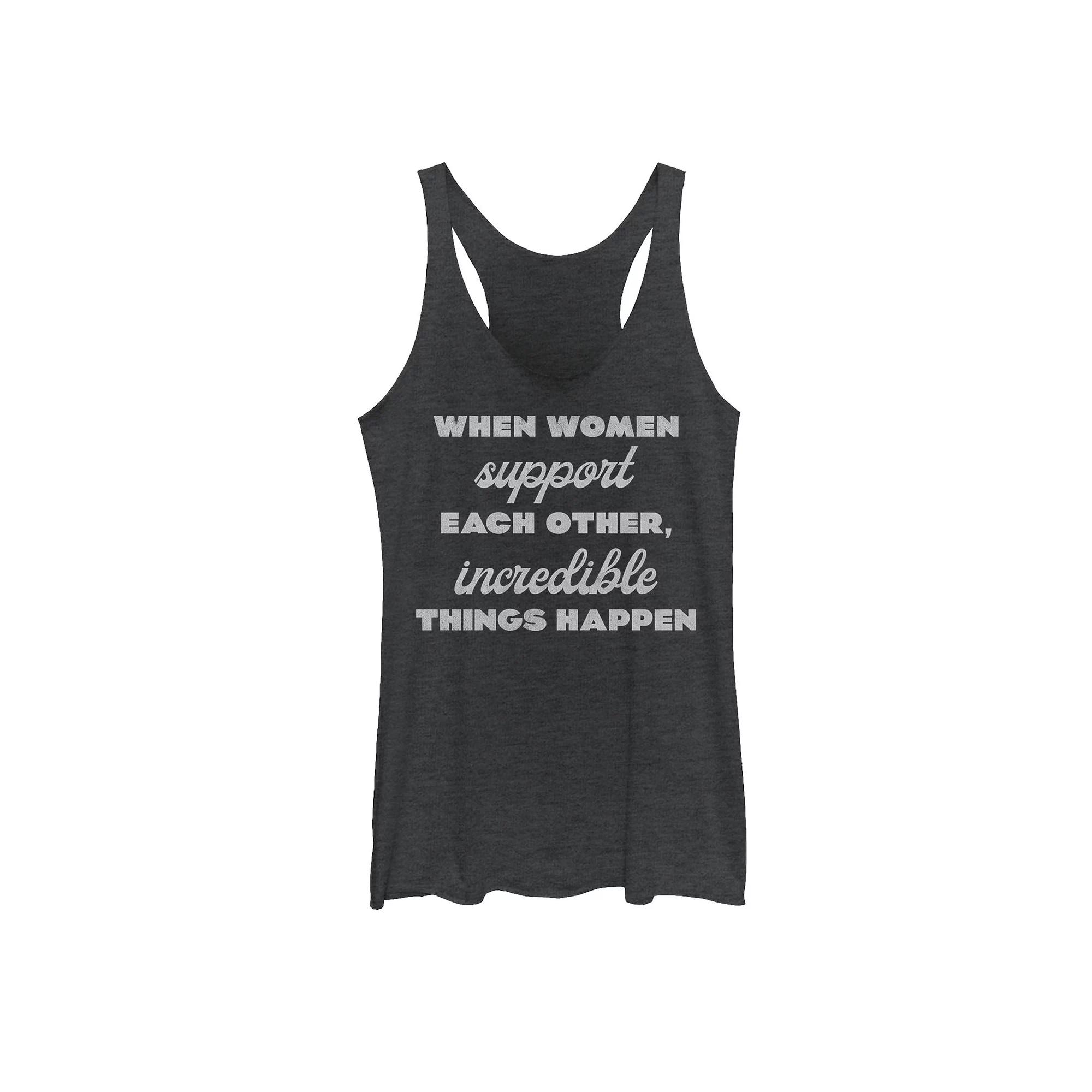 Juniors' Women Supporting Women Empowerment Tank Top, Girl's, Size: Medium, Black Grey Product Image