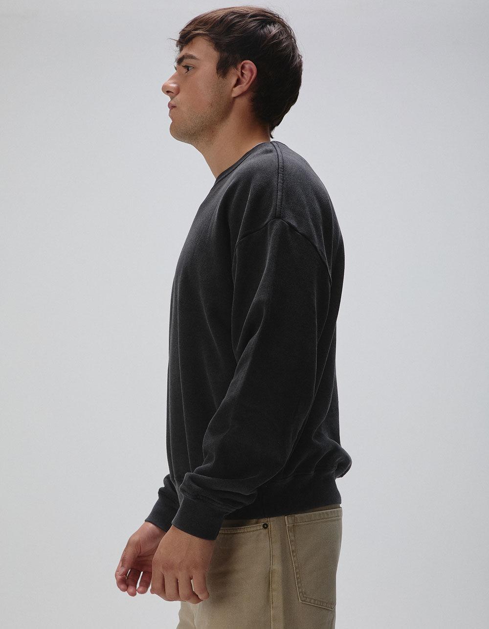 RSQ Mens Washed Oversized Crewneck Sweatshirt - BLACK Product Image