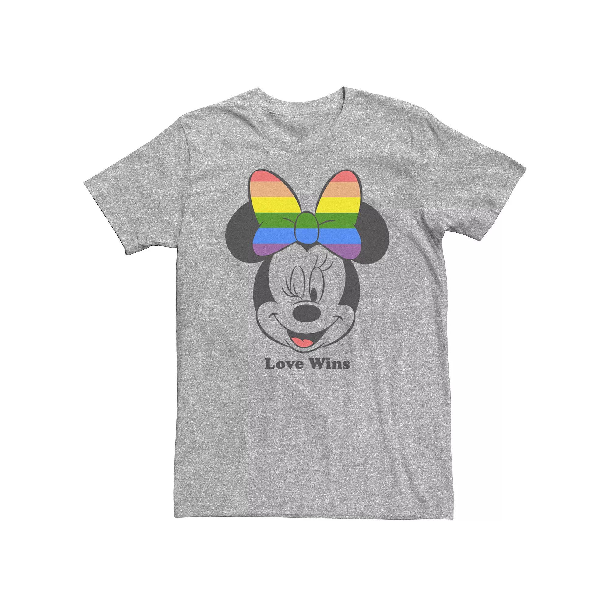 Big & Tall Disney Mickey And Friends Minnie Mouse Love Wins Rainbow Bow Tee, Men's,  Product Image