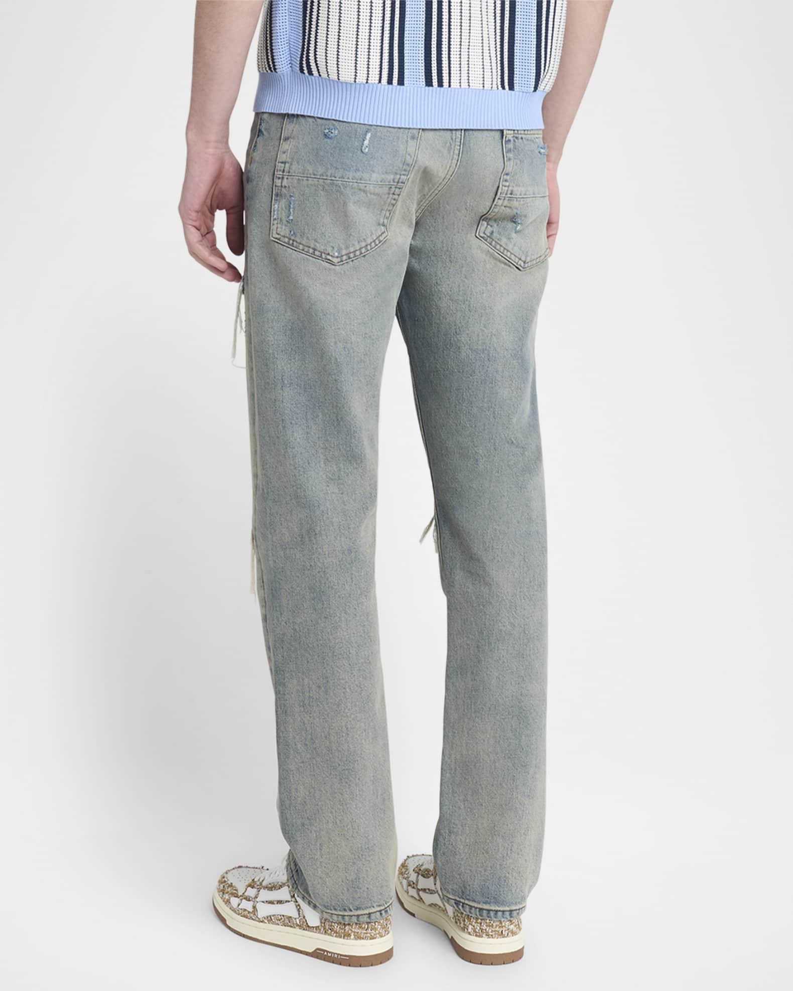 Men's MX1 Distressed Jeans with Pleated Suede Product Image