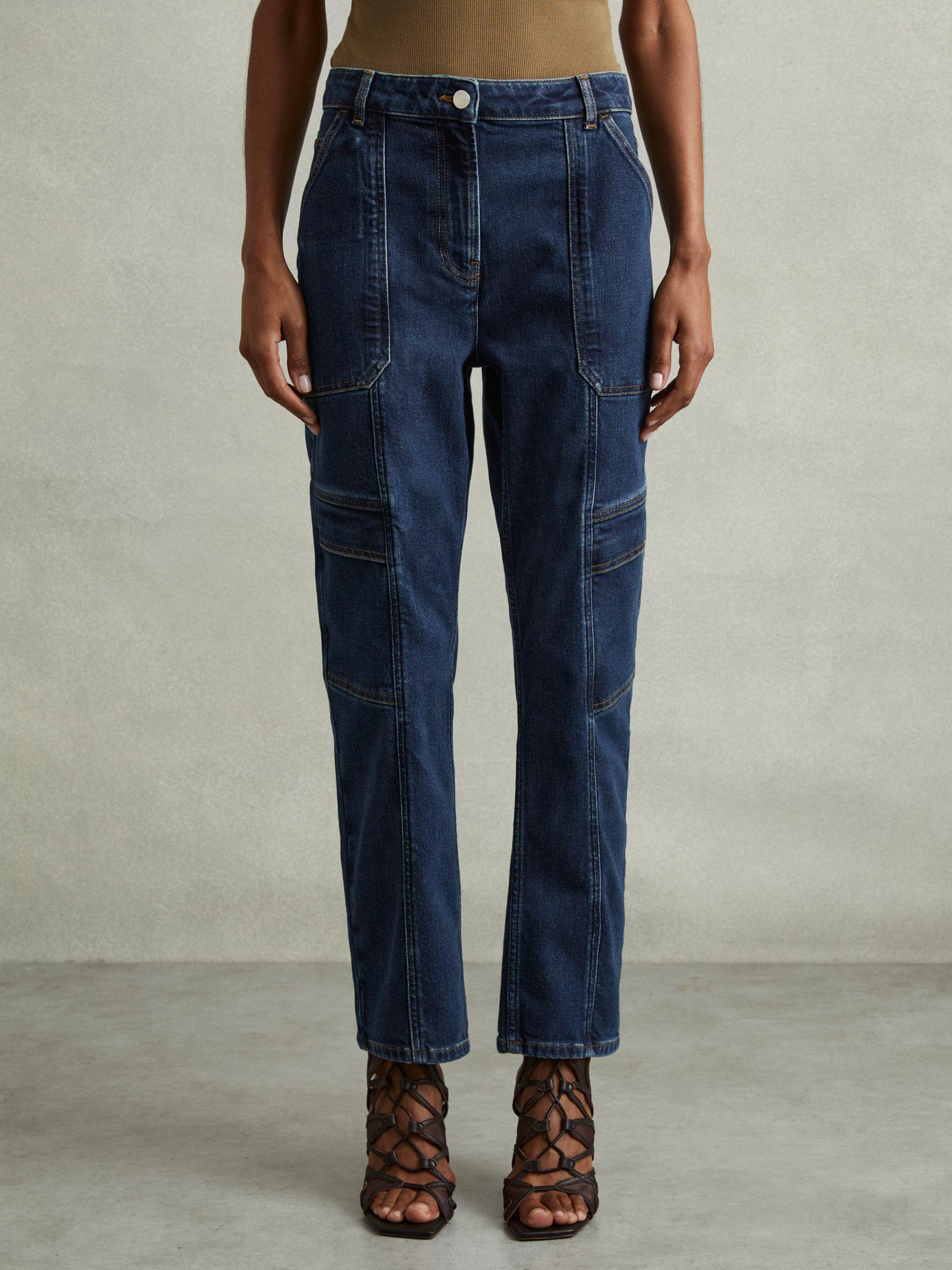 Garment Dyed Utility Tapered Jeans in Dark Blue Product Image