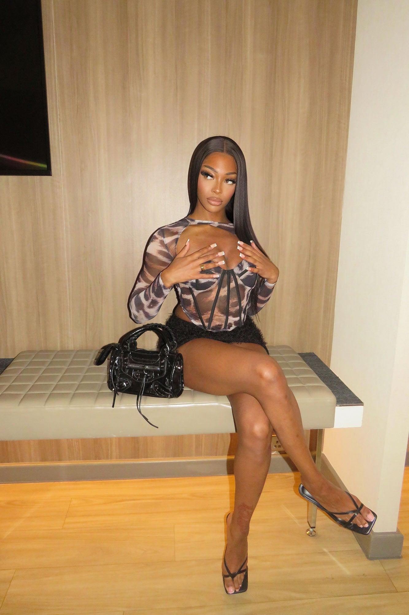 Big Energy Leopard Mesh Corset Top - Brown/combo Product Image