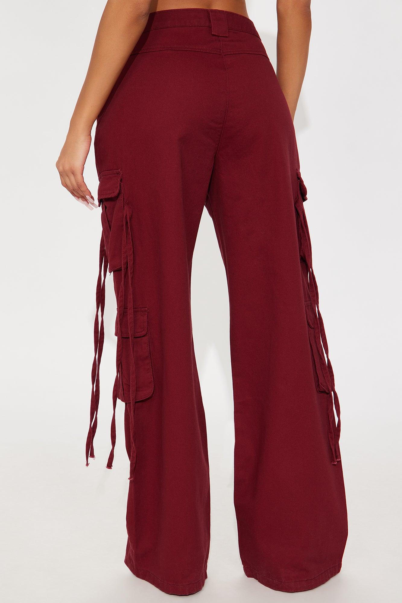 Golden Hour Wide Leg Cargo Pant - Burgundy Female Product Image