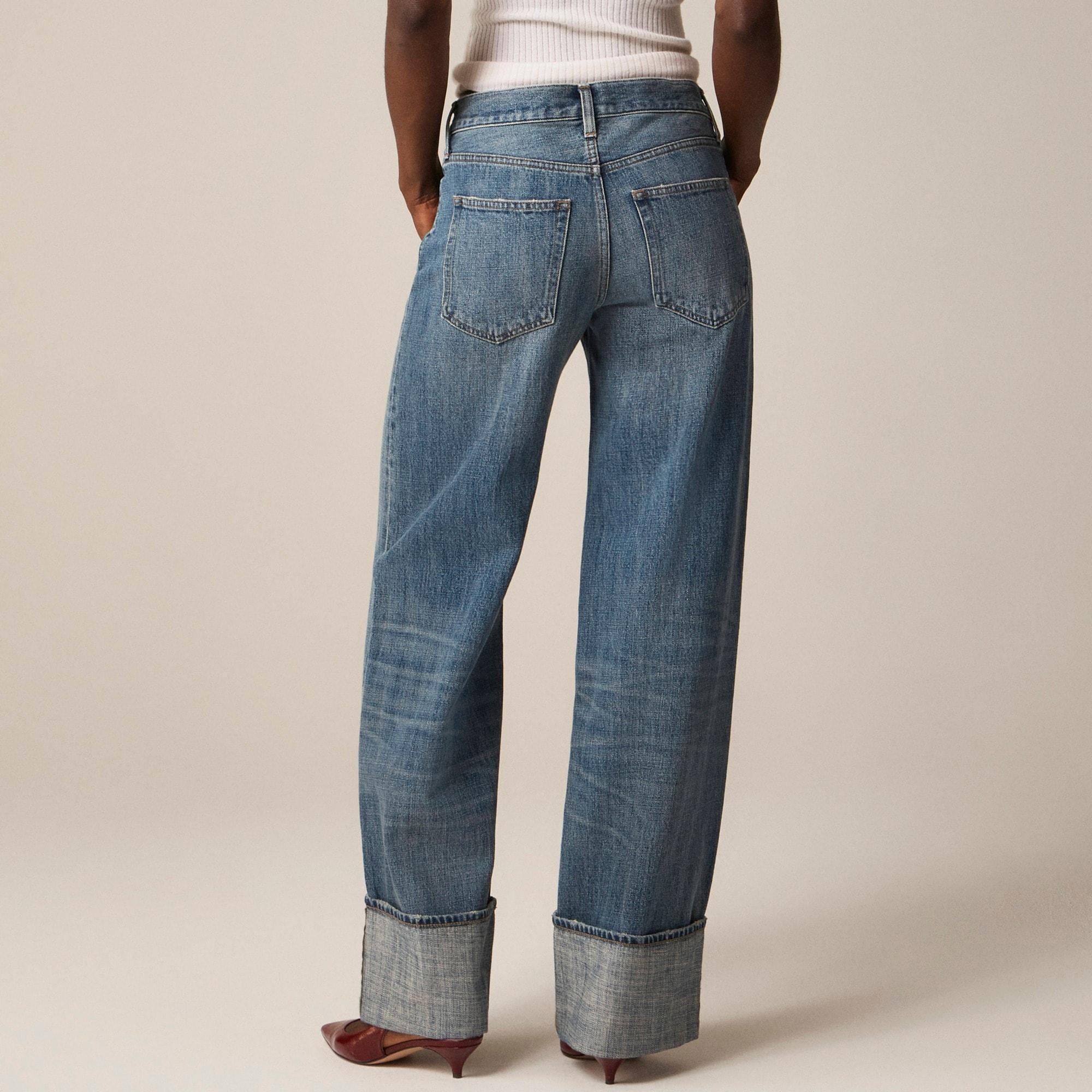 Cuffed lower-rise wide-leg jean Product Image