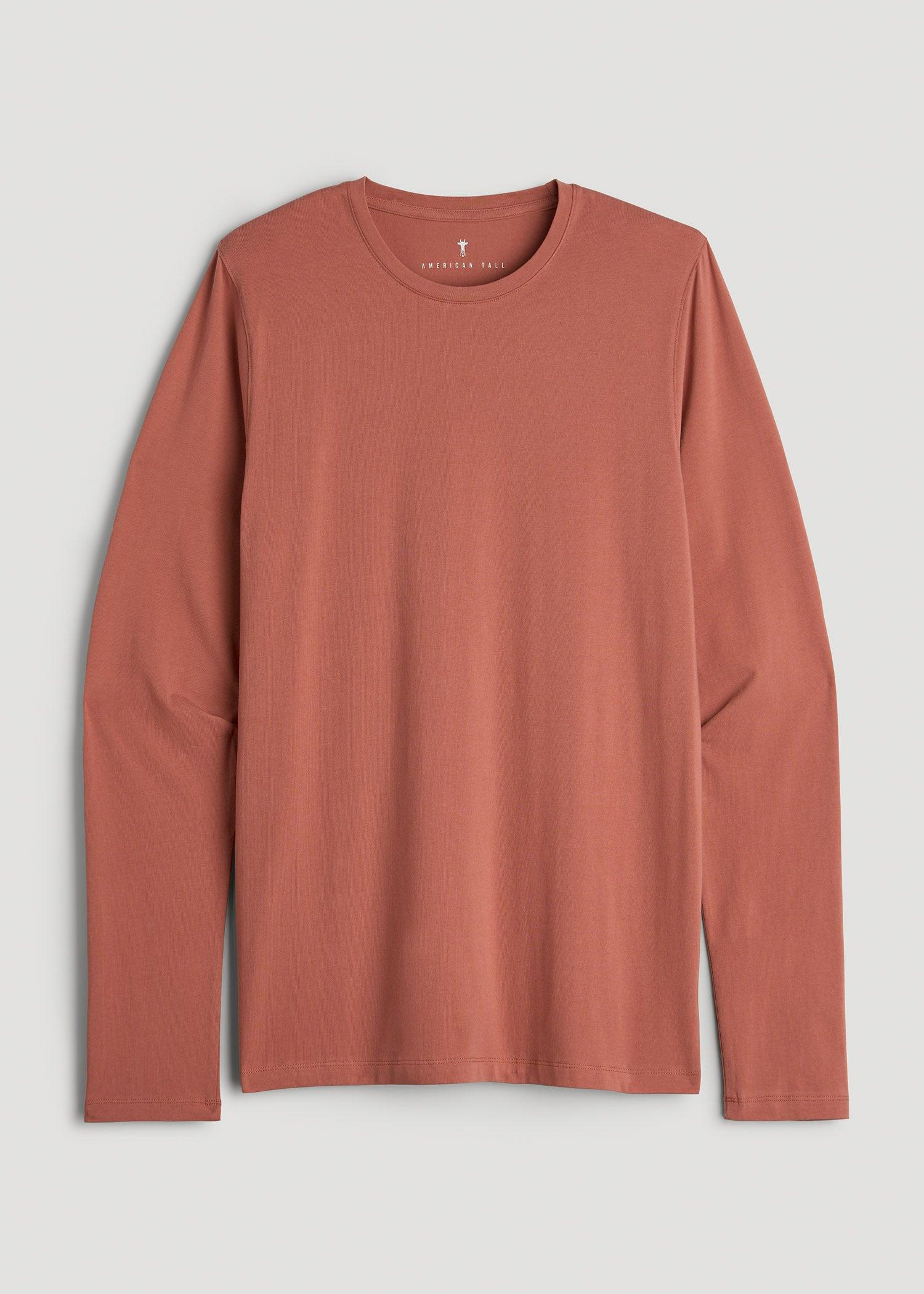 The Essential MODERN-FIT Crewneck Long Sleeve Tall Men's Tee in Persimmon Male Product Image