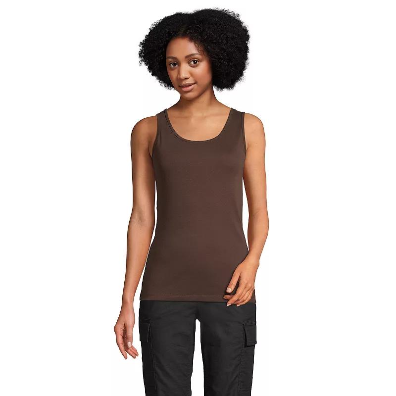 Women's Lands' End Cotton Tank Top, Size: XS, Green Graphic Floral Product Image