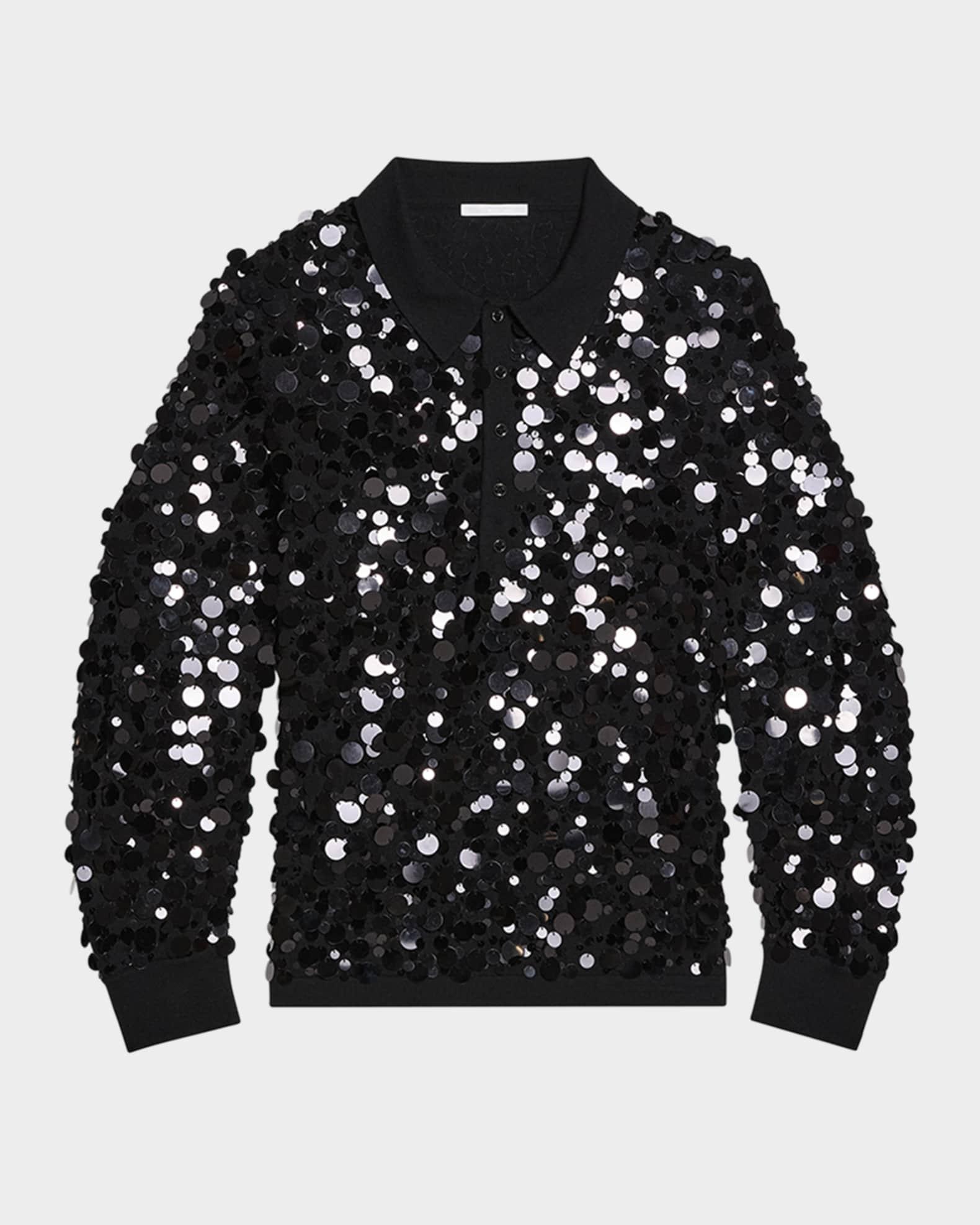 Sequined Polo Sweater Product Image