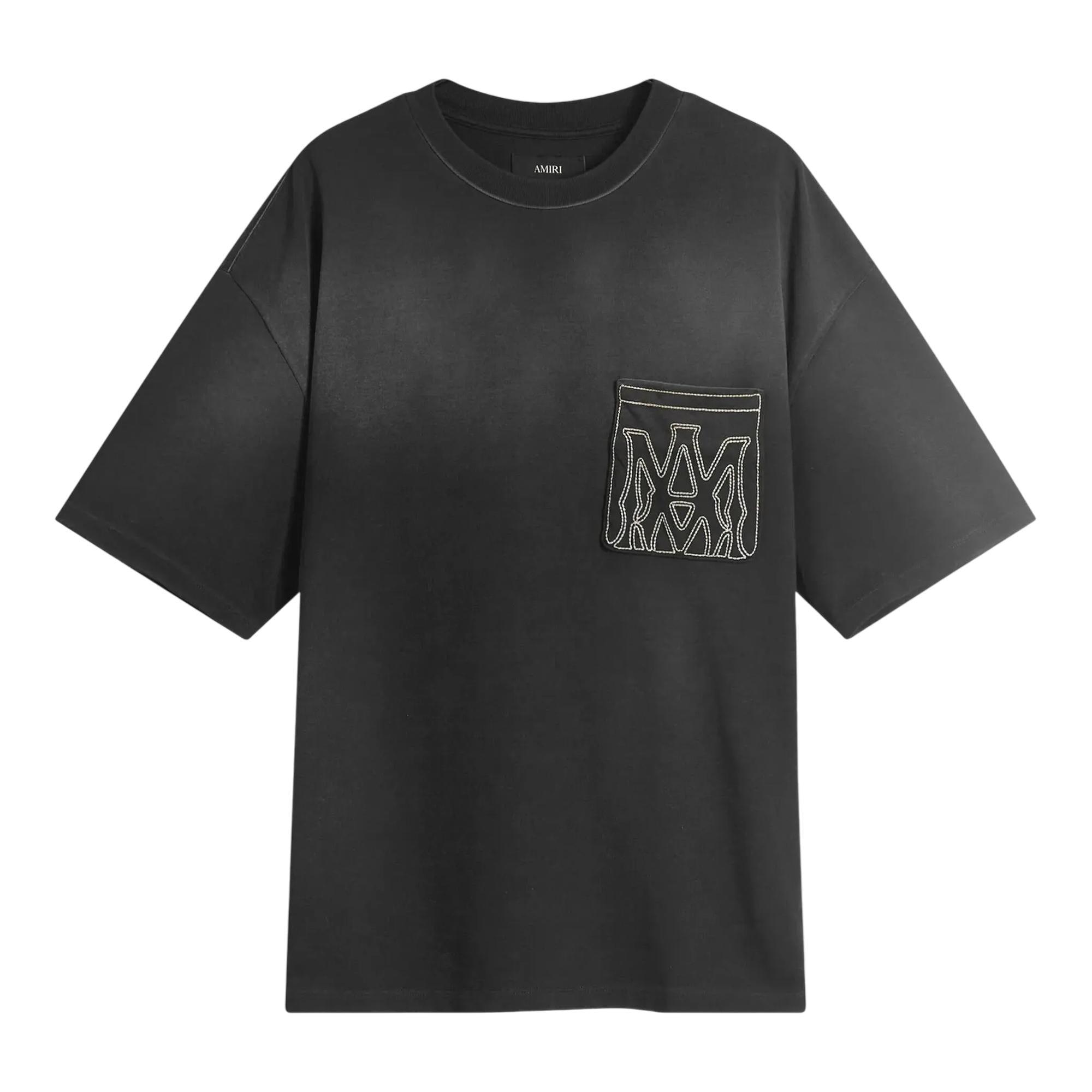 AMIRI Mens Black Oversized Patch-pocket Cotton T-shirt Product Image