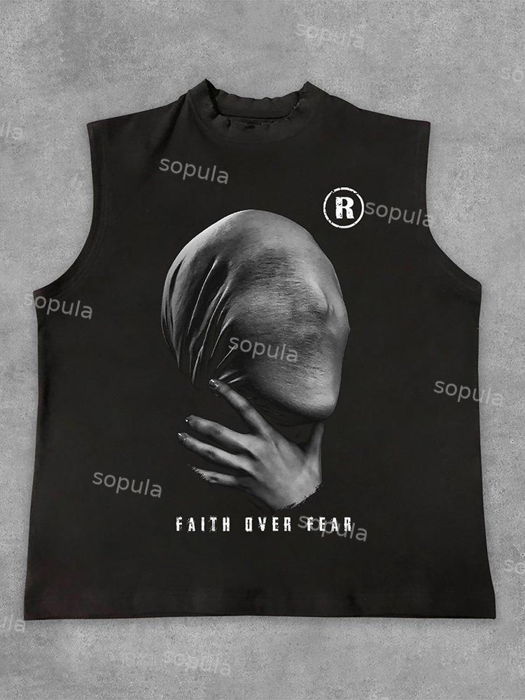 Sopula Mummy Graphic Faith Over Fear Print Cotton Tank Top Product Image