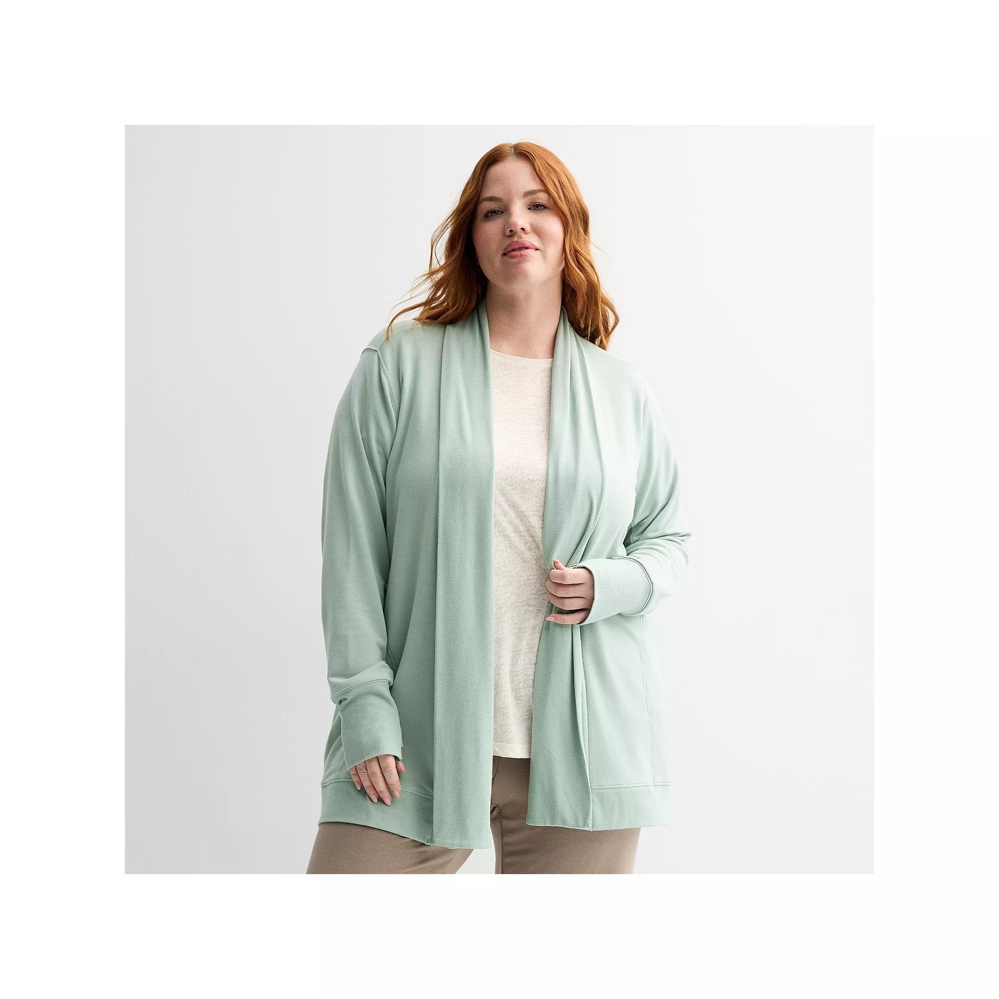 Plus Size Tek Gear® French Terry Wrap Cardigan, Women's, Size: 3XL, Ostego Bay Product Image