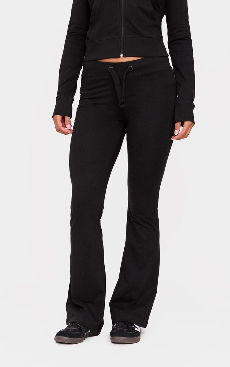 Black Low Rise Skinny Flare Pants Product Image