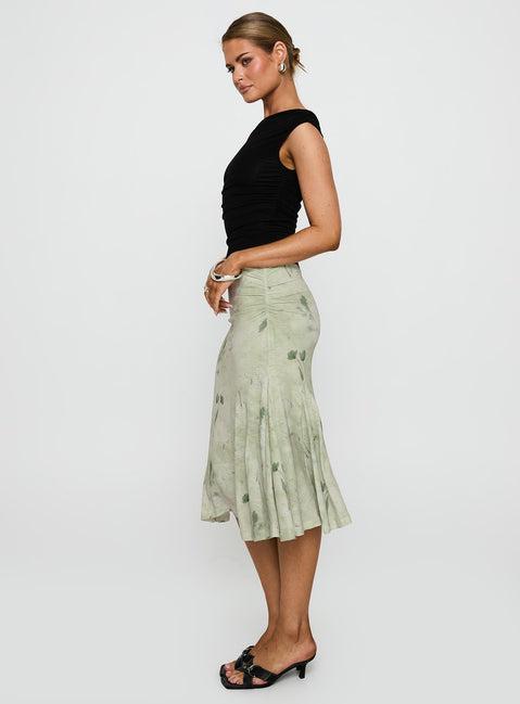 Lewish Low Rise Midi Skirt Green Floral Product Image