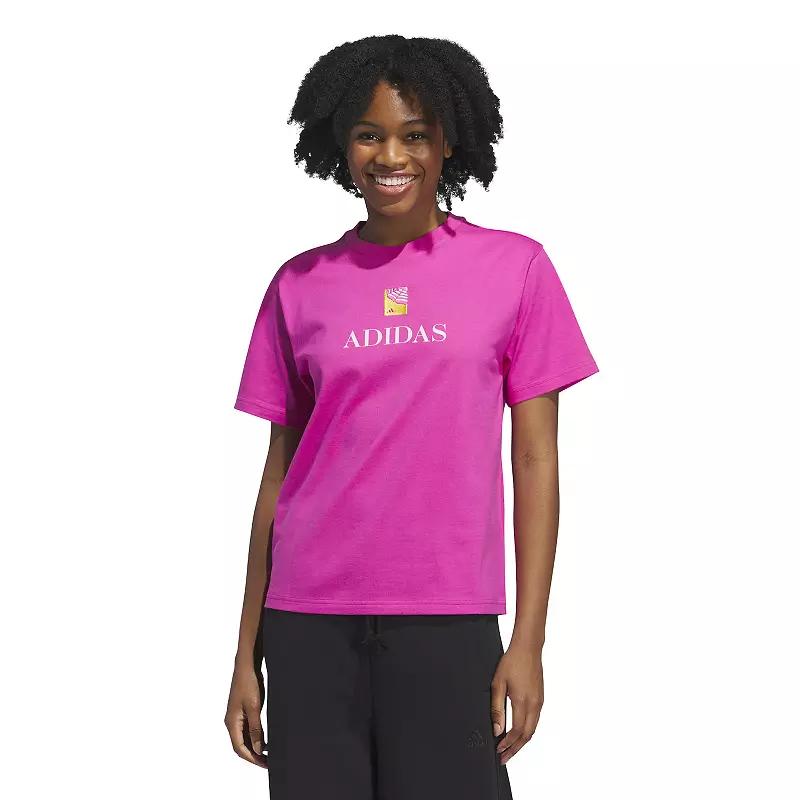adidas Jet Set Cabana Graphic Tee Semi Lucid Fuchsia M Womens Product Image