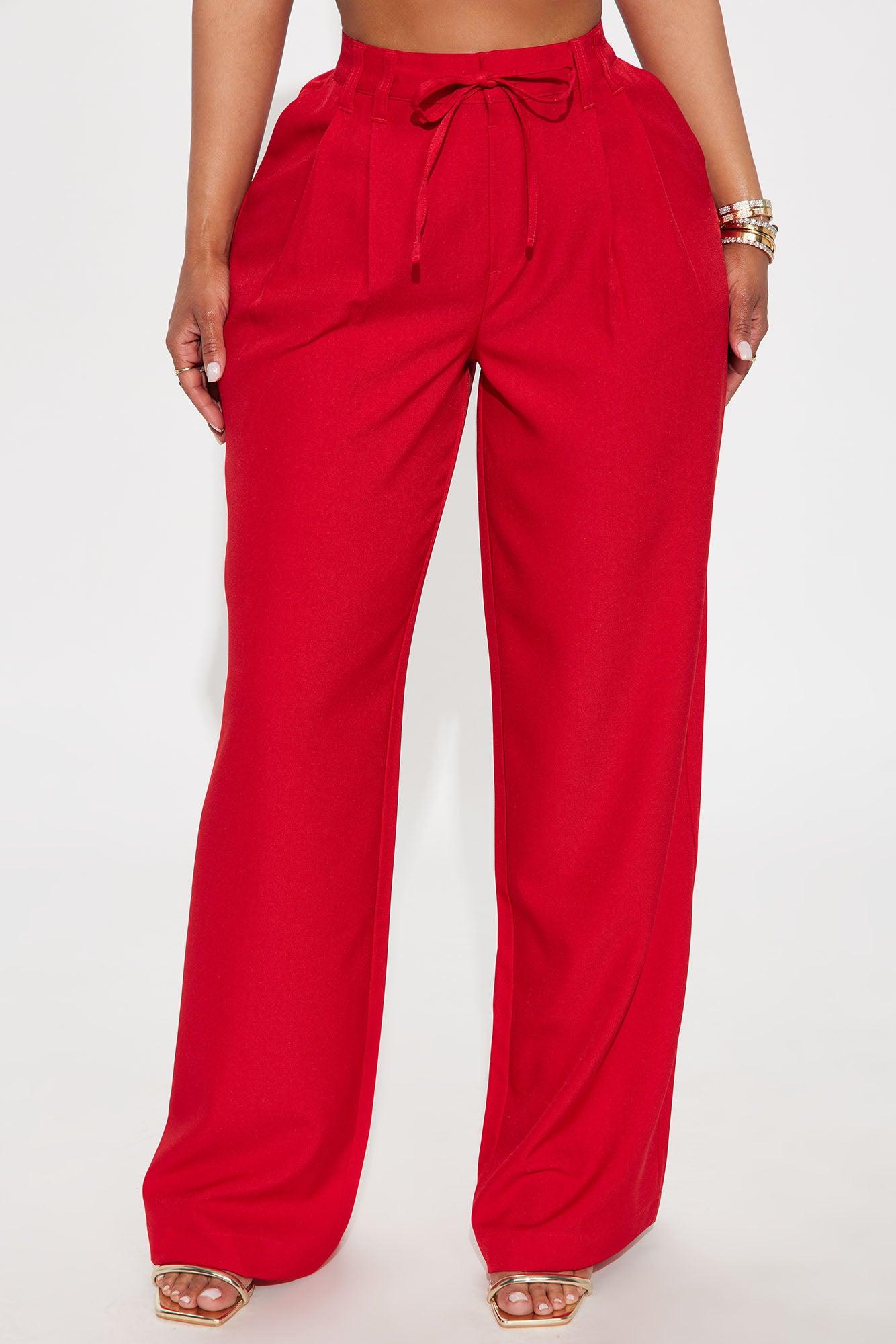 Cami Wide Leg Trouser Pant - Red Female Product Image