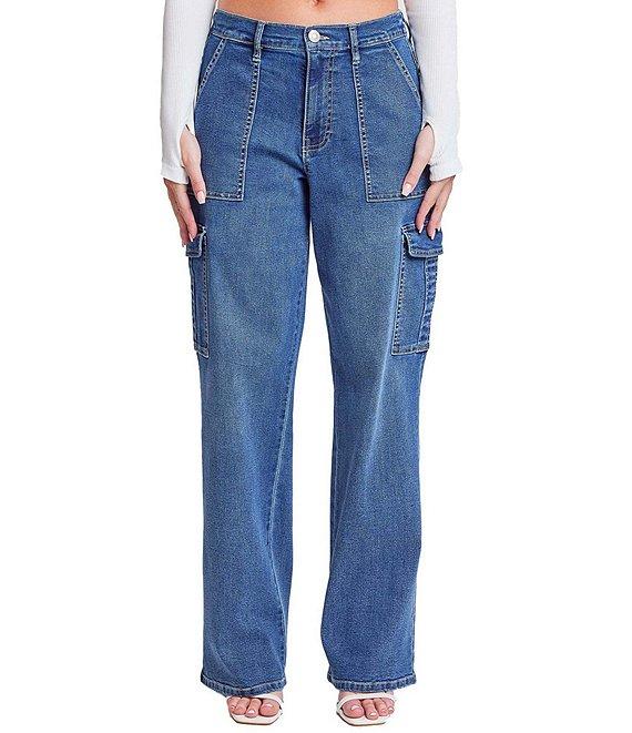 YMI Jeanswear High Rise Cargo Straight Leg Jeans Product Image