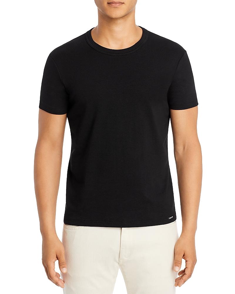 TOM FORD Black Basic Crewneck T-shirt With Tonal Stitching In Cotton Blend Man Product Image