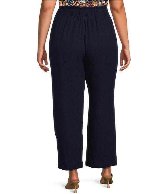 Skies Are Blue Plus Size Double Gauze Wide Leg Pants Product Image