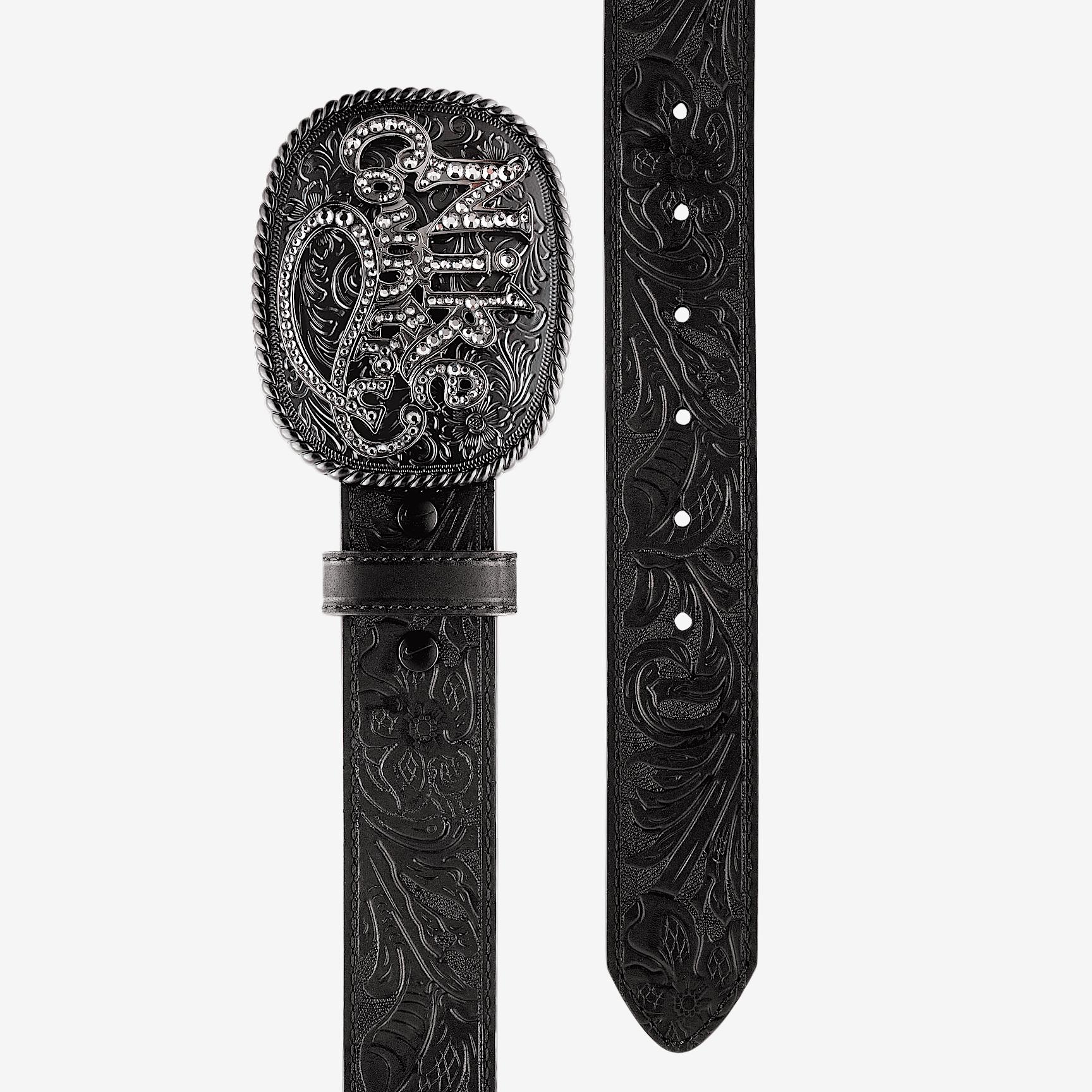 Nike Country Men's Rhinestone Plaque Buckle Embossed Leather Belt Product Image