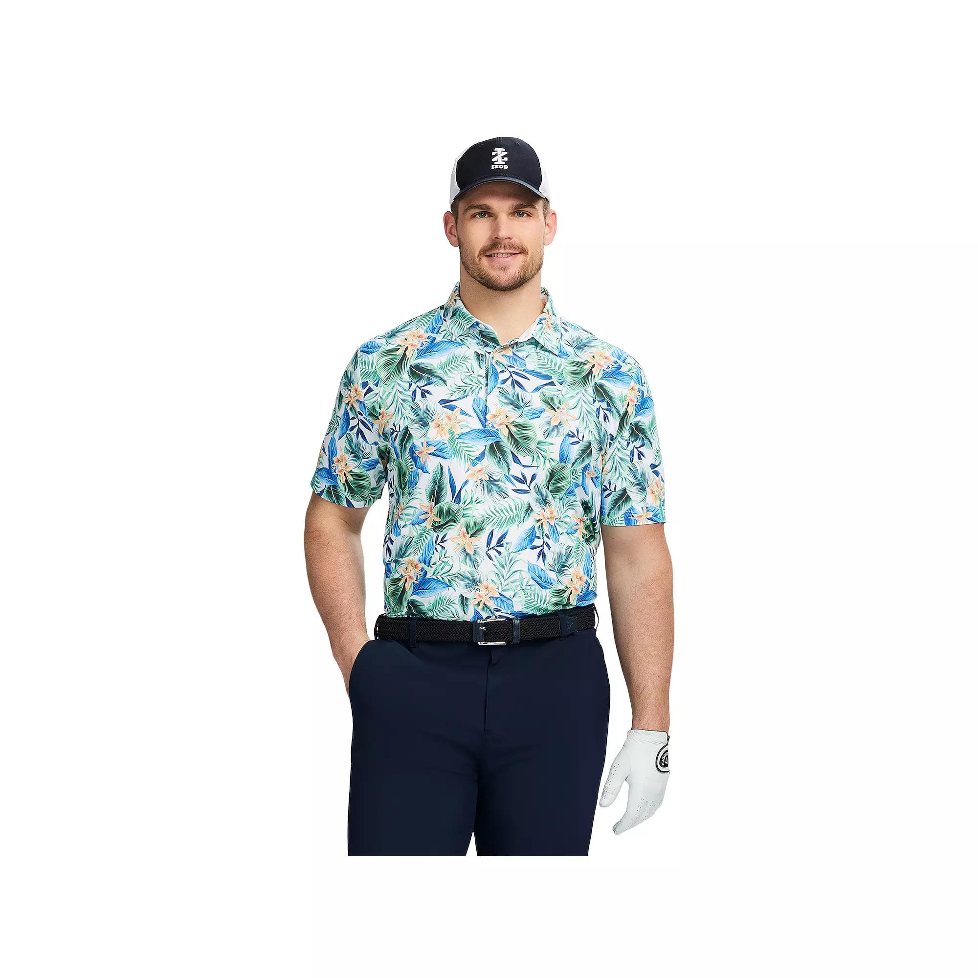 Big & Tall IZOD Swingflex Elite Golf Short Sleeve Polo Shirt, Men's, Size: XXL Tall, Bright White Floral Product Image