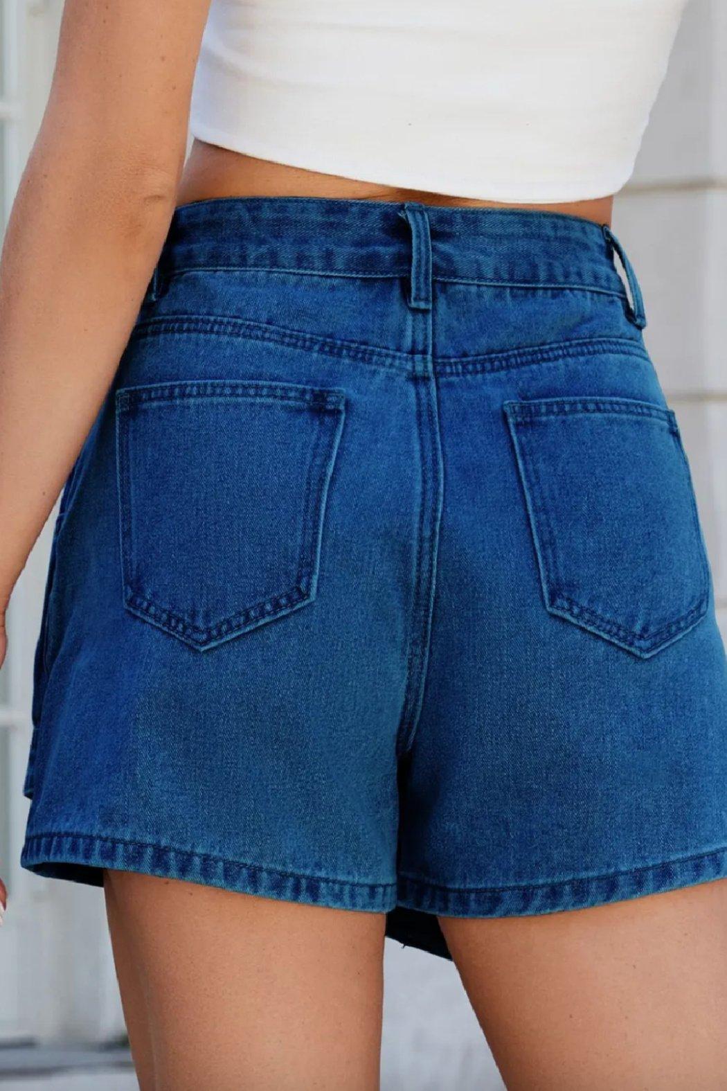 Crossover Asymmetrical Denim Skort Product Image