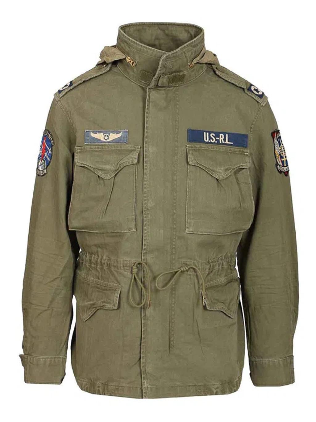 POLO RALPH LAUREN Cotton Denim Jacket With Front Logo Patch In Green Product Image
