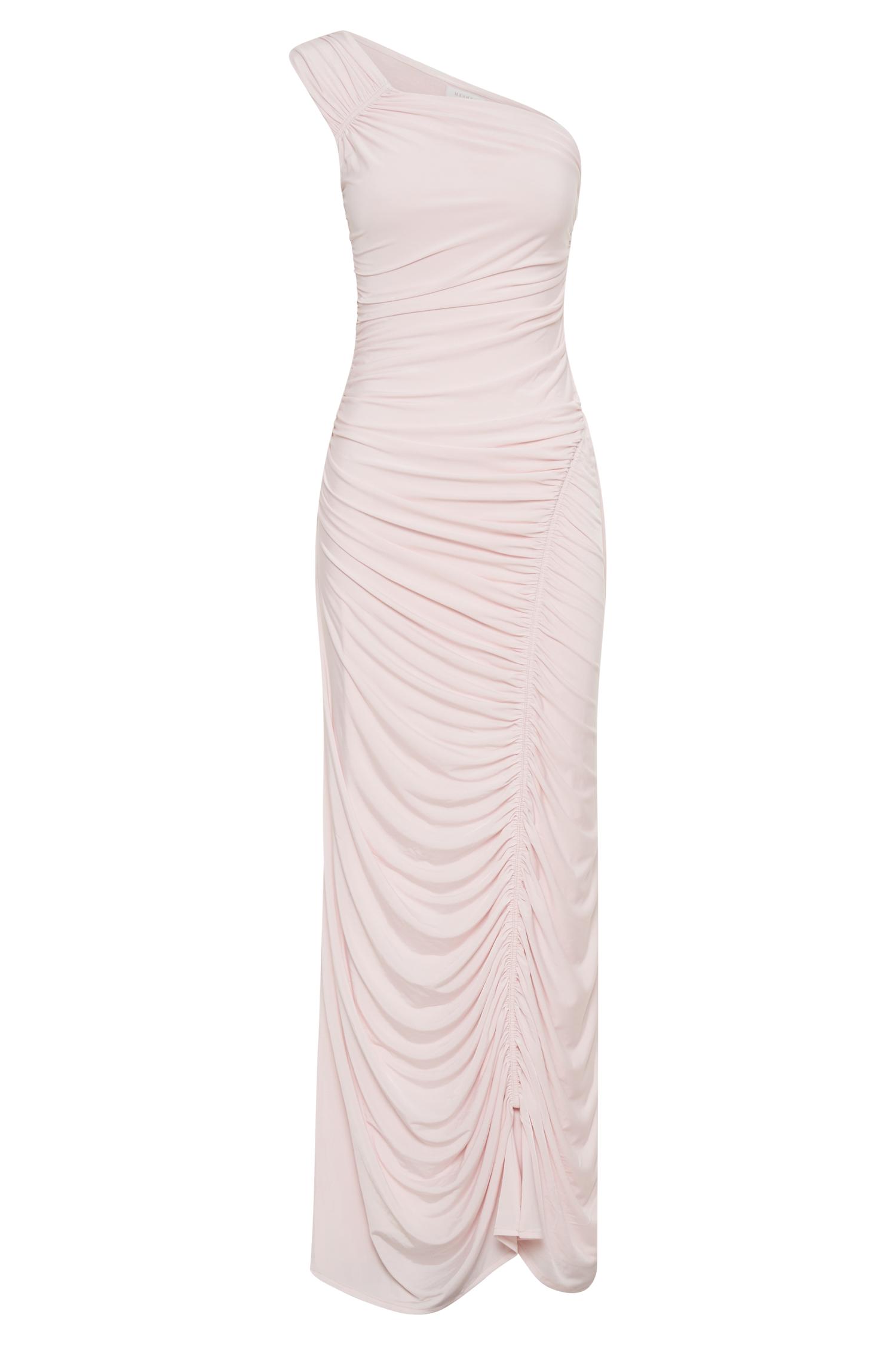 Capri Gathered Slinky Maxi Dress - Powder Pink Product Image