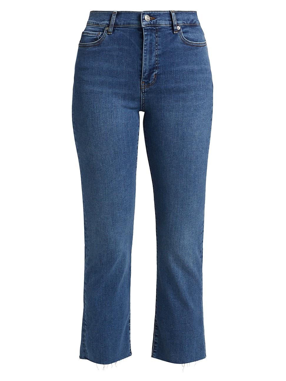 Womens Le High Straight Raw Fray Mid-Rise Stretch Crop Jeans Product Image