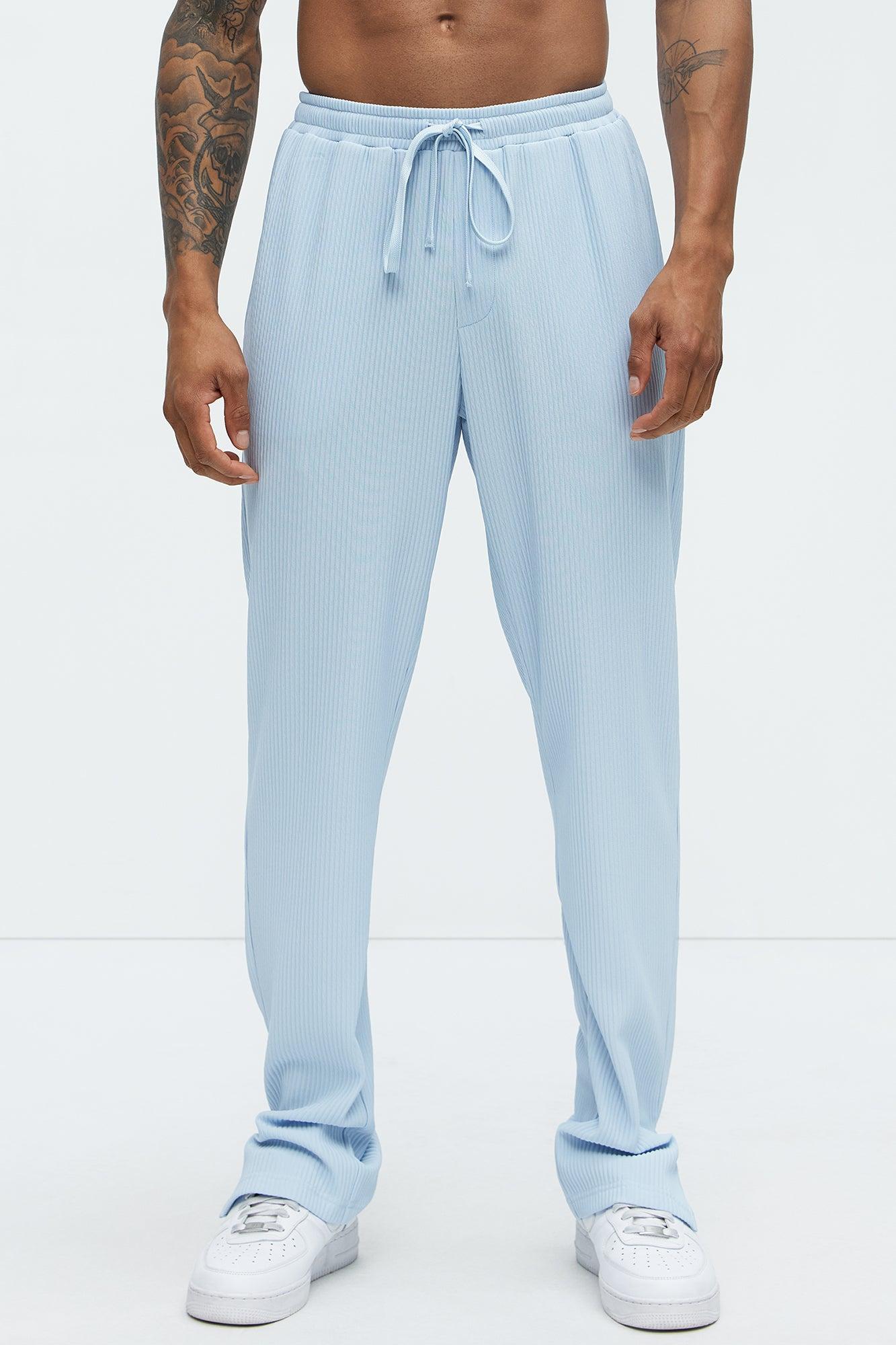 Show Up Slim Slit Pants - Light Blue Product Image