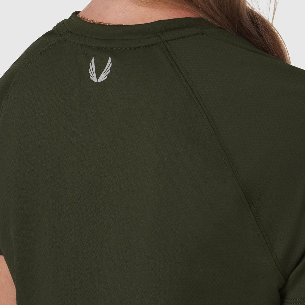 W018. AeroSilver® Cropped Tee - Olive Product Image