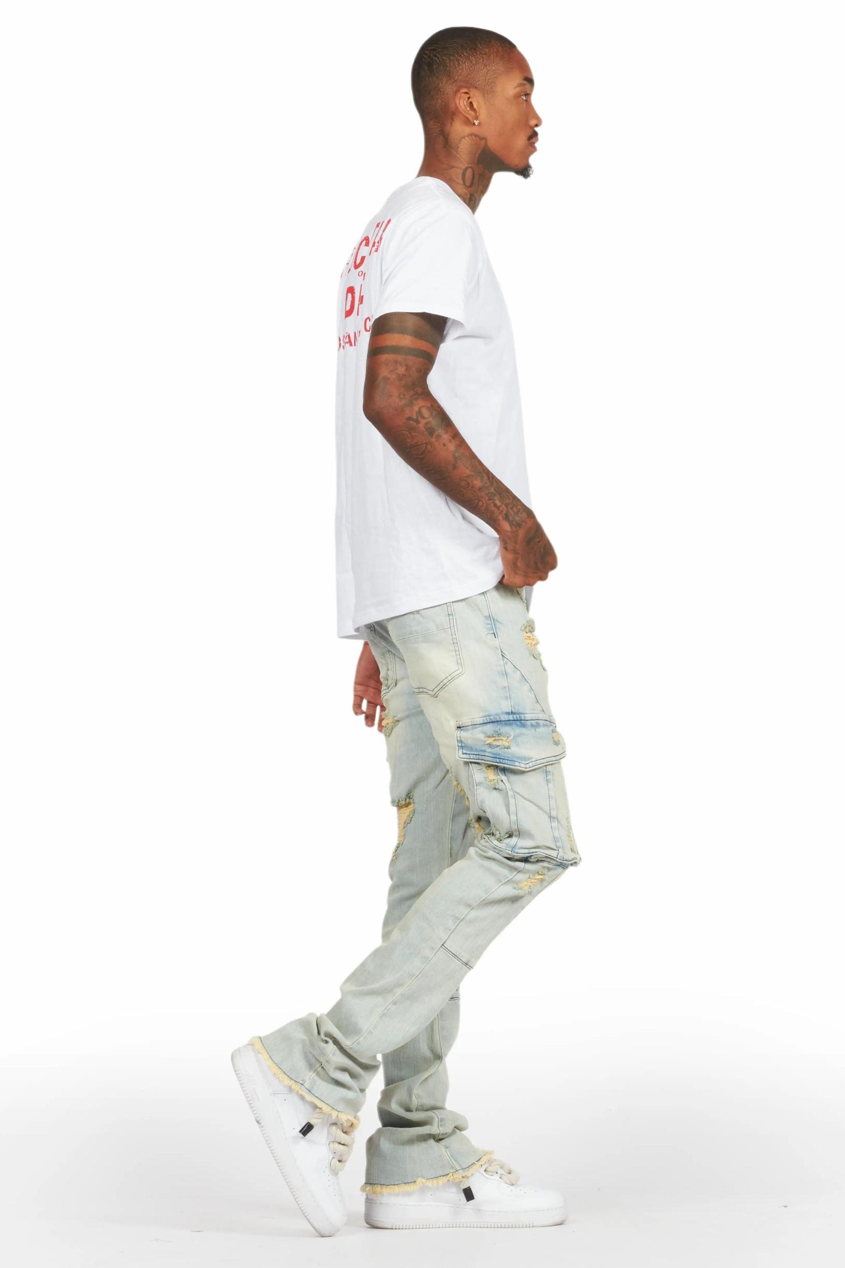 Boys Adalee Blue Stacked Flare Jean Boys Product Image